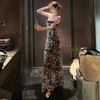 Super Good-looking Waist Suspender Skirt Vacation Style Lace Lace Floral Dress Summer Backless A-word Long Dress