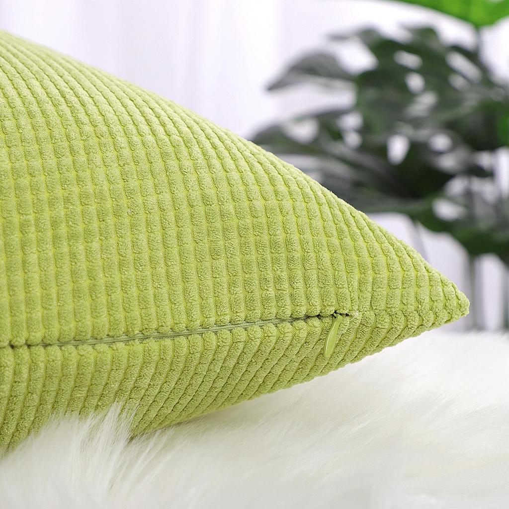 Uxcell Washable Velvet Cushion Nordic Style Toss Car Corn Stripe 65x65cm Cover, Pillowcase, Pillowcase, Sofa, Chair, Room, Decor, Green,