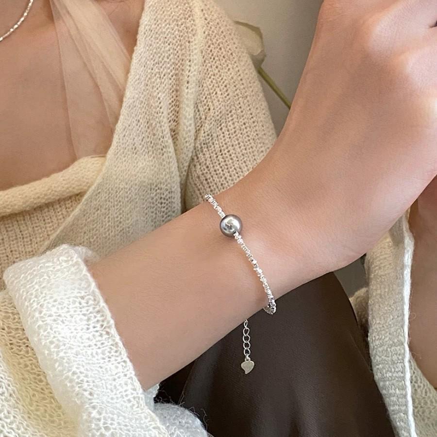 Srebrna Bransoletka z Perłami w Stylu Japońsko-Koreańskim: Modny, Luksusowy, Niszowy Design dla Dziewcząt