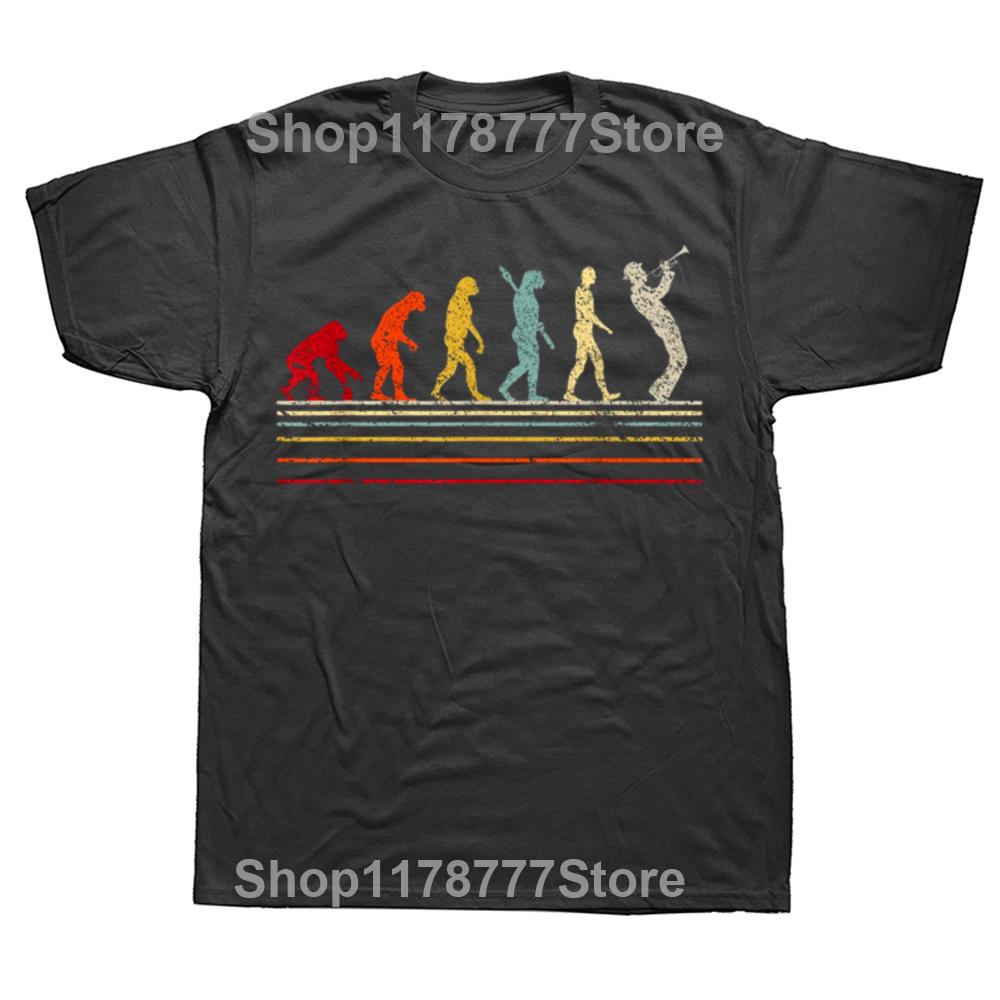 Funny Retro Jazz Music Evolution Trumpet Graphic Tshirts Men Womens Fashion Casual Tshirt 100 Cotton Loose Oversized T Shirt
