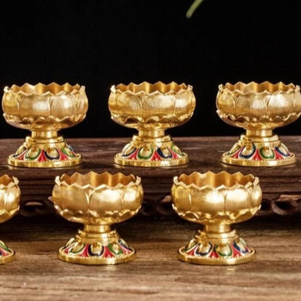 Embossed Candle Holder Handicraft Candle Base Ornament Metal Lotus Candlestick  Home