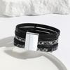 Vintage Cross Leather Bracelet for Women Multilayer Chain Braided Wrap Religious Jewelry Accessories