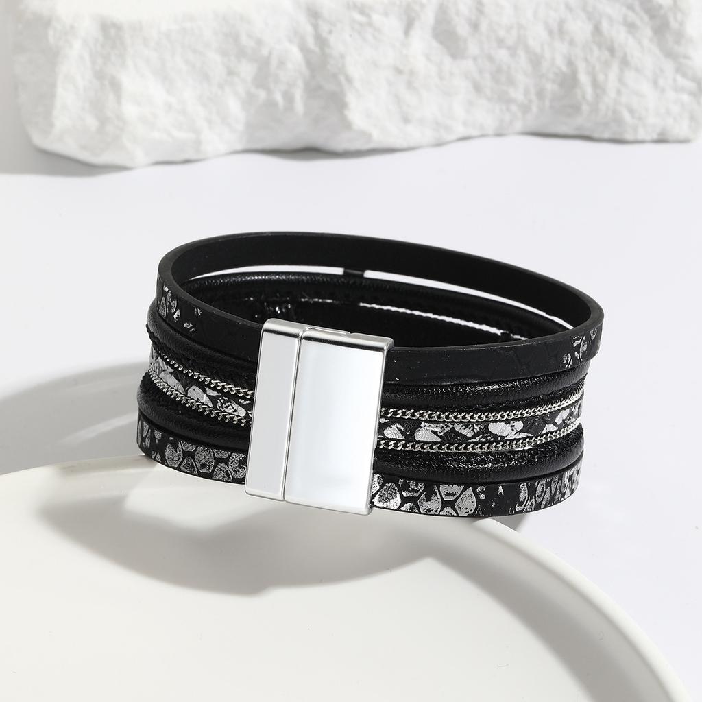 Vintage Cross Leather Bracelet for Women Multilayer Chain Braided Wrap Religious Jewelry Accessories