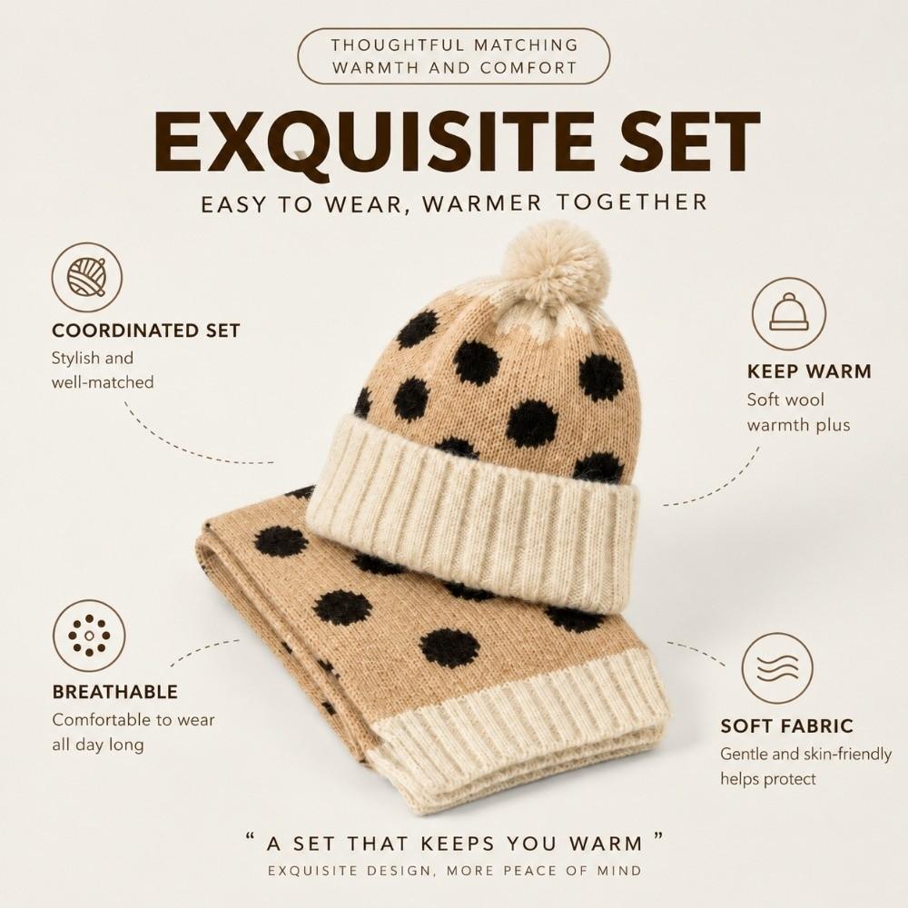 Windproof Toddler Winter Hat Scarf Set Breathable Baby Knitted Hat Scarf Set Ages 2-6