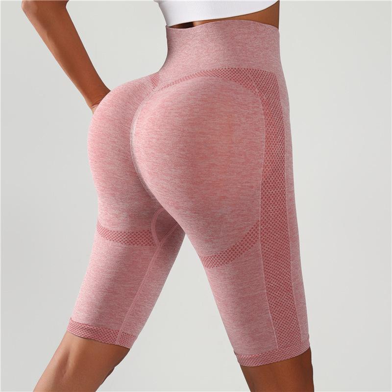 European and American Women's High Waist Seamless Yoga Capri Pants - Stretchy, Peach Butt Design, Perfect for Fitness, Sports, and Cycling