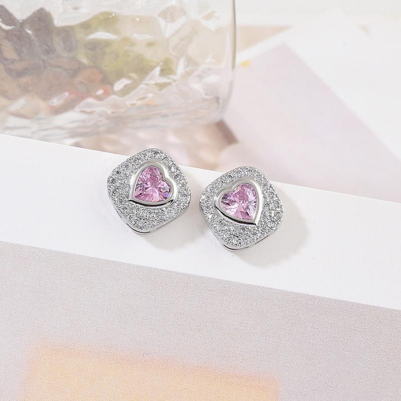 Earrings for Women European and American Fashion Simple and Caring Earrings Light Luxury Zircon Heart Shaped Earrings