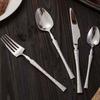 French Style Cutlery 304 Stainless Steel Hammered Texture Tableware Non-Slip Handle Small Waist Design Serrated Knife Sharp Fork Spoon
