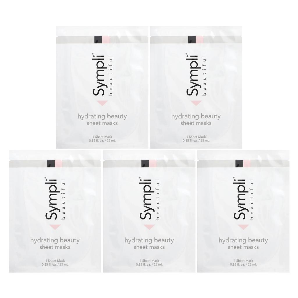 Sympli Beautiful Hydrating Beauty Sheet Mask, 5 Sheet Masks, 25 Ml (0.85 Fl Oz) Each
