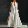 HNXC Women's Fashion Sleeveless V-Neck Summer Spring Solid Color Print Casual Dresses Classic Exquisite