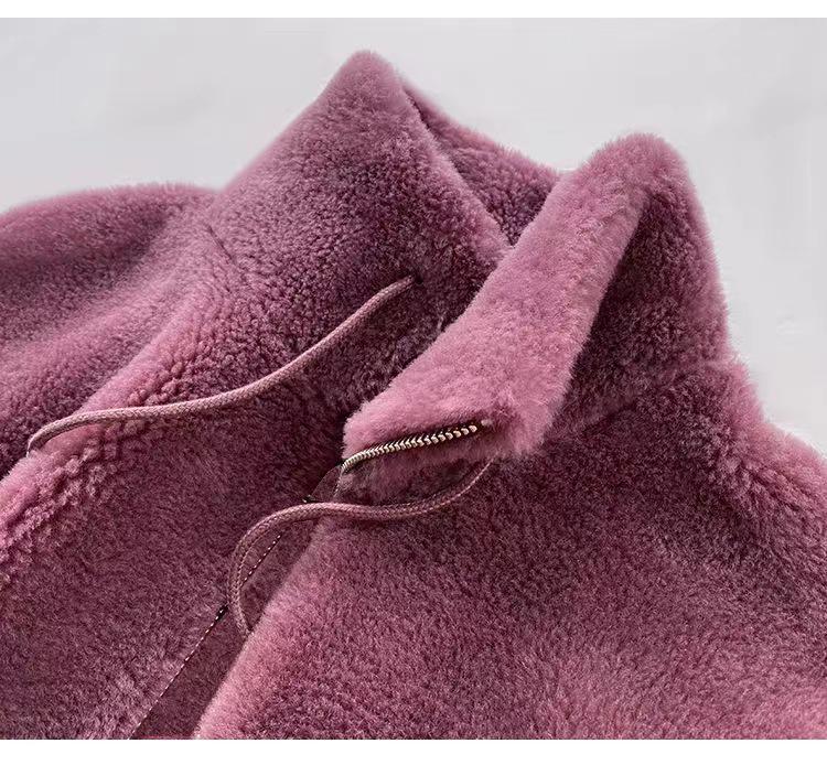 Women's Winter Stand Collar Fleece Jacket - Double-Sided Thick with Zipper and Warm Sweater Cardigan Design