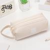 Double Partition Pencil Case Oxford with Handle, Layer Pen Pouch, Large Student Stationery Storage Bag Capacity for Students And Commuters Organizer