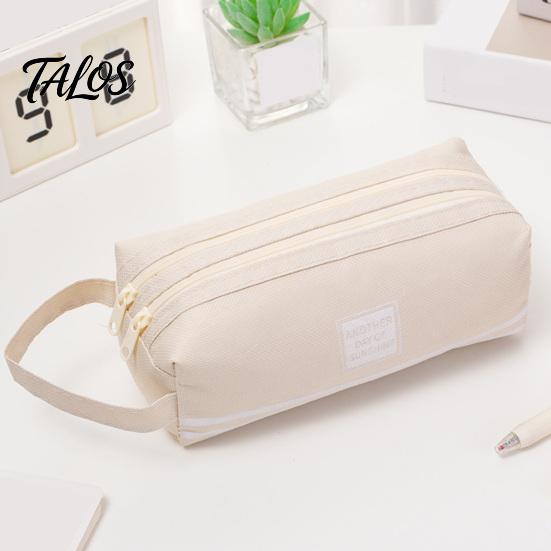 Double Partition Pencil Case Oxford with Handle, Layer Pen Pouch, Large Student Stationery Storage Bag Capacity for Students And Commuters Organizer