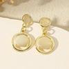 Korean Geometric Cat's Eye Dangle Earrings - Versatile Luxury Statement for Women
