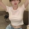 Short Top for Women In Summer Sexy Hot Girl Style Backless Base Shirt Solid Color Versatile Short-sleeved T-shirt for Women