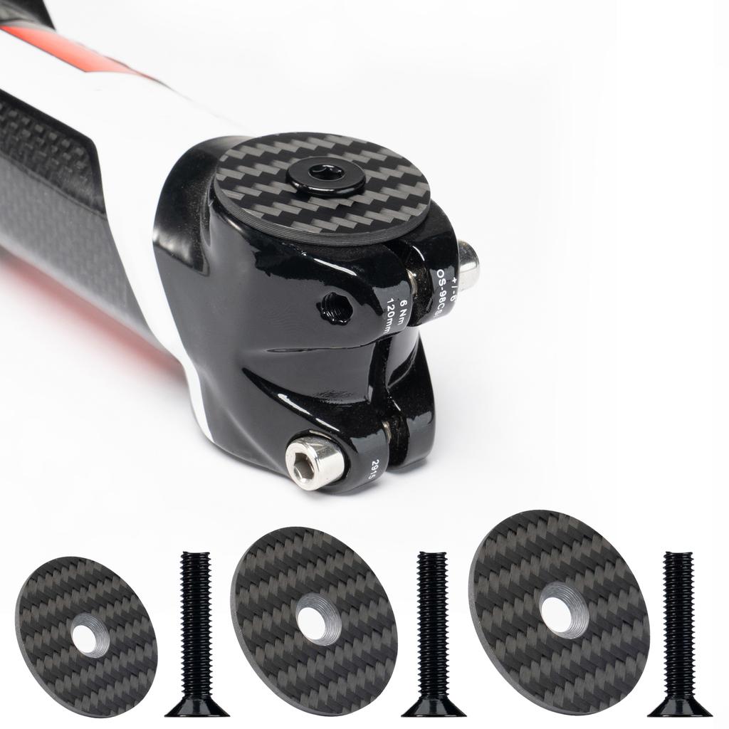 Light Weight Carbon Fibers Bicycles Headset Caps with Durability Titaniums Screws for Mountain Bikes