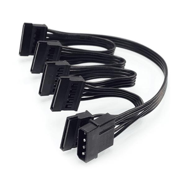 1 Power Supply Splitter SATA To 5 IDE 15Pin Hard Drive Cable Cord