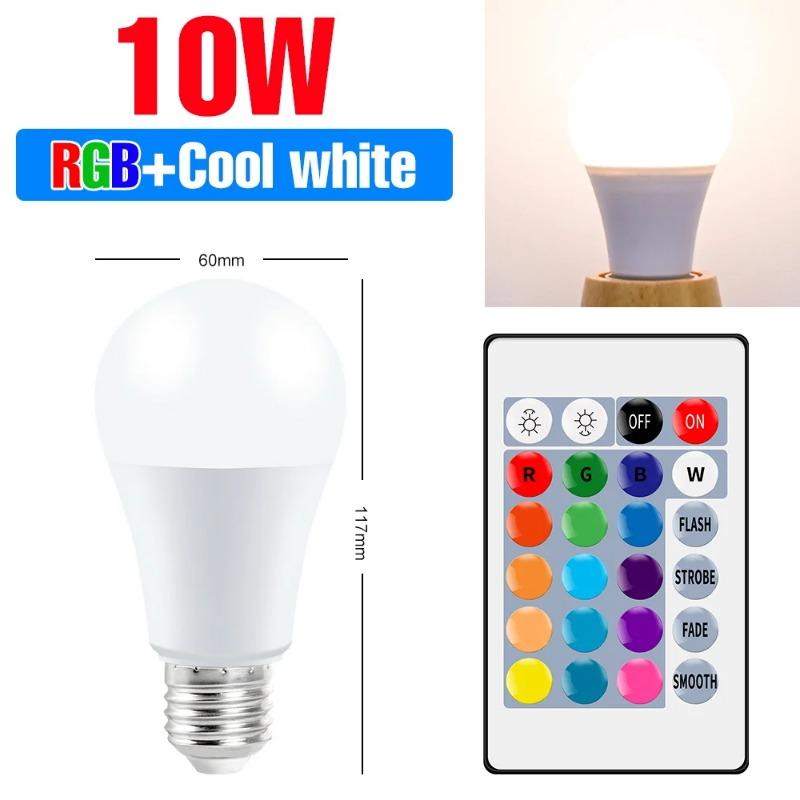 220V E27 LED Bombillas LED 3W 5W 10W 15W IR Remote Control Changeable Colorful RGB LED Lamp Spotlight Bulb Christmas Halloween Atmosphere Lights