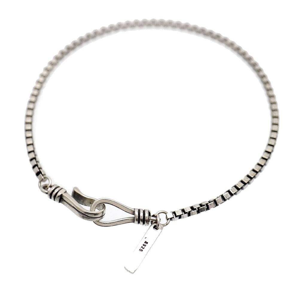 

925 Silver Venetian Chain Bracelet C6 Process Width 2mm Length Hook Type Box [Silver One] Men s [Smoked 20cm] серебряный