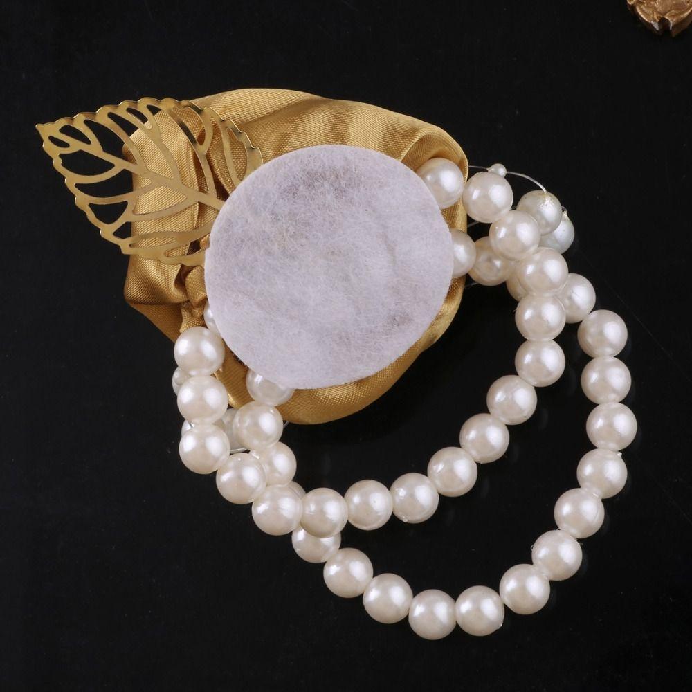 Artificial Rose Bridesmaid Wrist Flowers Pearl Wedding Flower Bracelet Wrist Corsage Girls