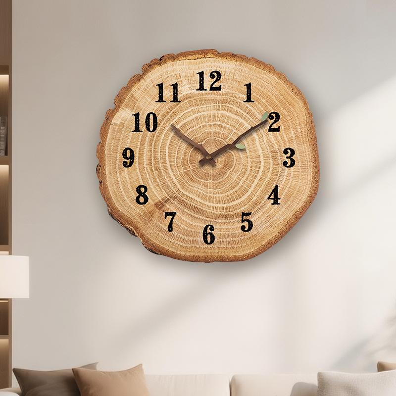Creative Annual Ring Clock Log Modern Simple Fashionable Annual Ring Wood Grain Home Living Room Personalized Bedroom Wall Clock Clock