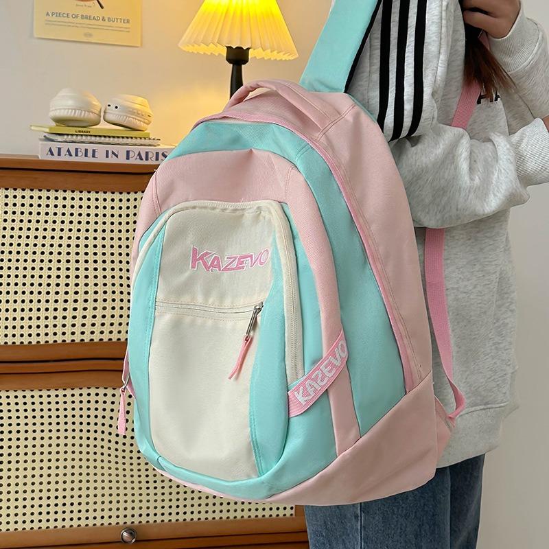 New casual simple contrasting color college student schoolbag large capacity travel backpack
