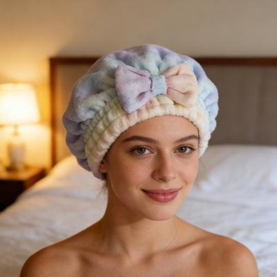 Super Saugfähiges Haarhandtuch Wickel Mikrofaser Haartrockenkappe mit Schleife Weicher Haar-Turban Wickel Badekappe für Lockiges Kurzes Langes Nasses Haar