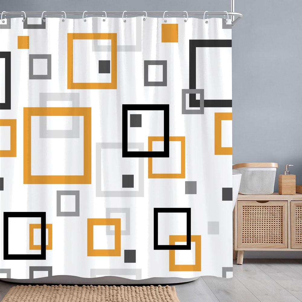 Abstract Geometric Shower Curtain Black White Colourful Colour Block Line Simple Modern Polyester Shower Curtains Bathroom Decor