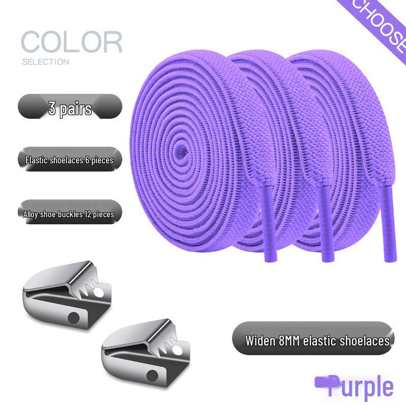 Elastic No-Tie Shoelace Buckle - White Flat for Men, Women, Kids