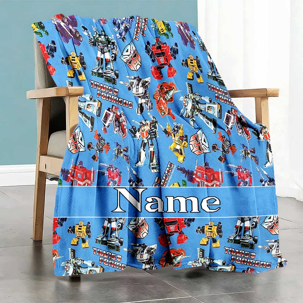 Love Transformers (8) Customize Your Name Blanket Lightweight Personalized Blanket Soft & Cozy for Picnics Seaside Office Home Decor