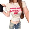 Women's Spring/Summer White Long Sleeve Letter Print Loose T-shirt