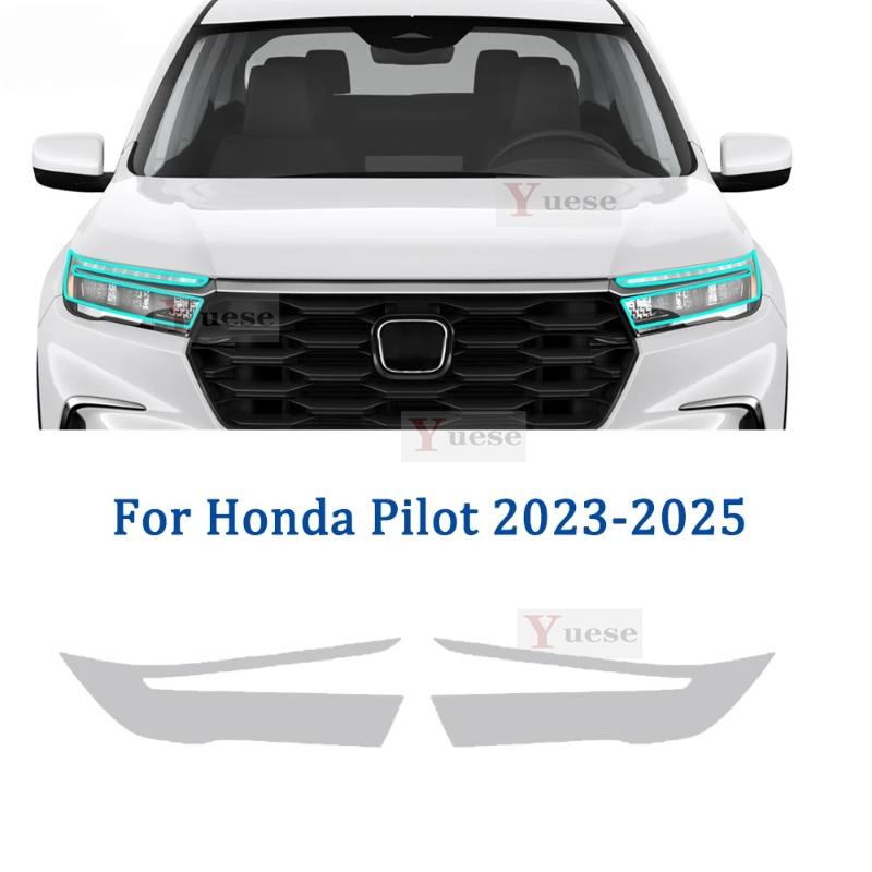 2 Pcs Car Headlight Protective Film Transparent Smoked Black TPU Sticker For Honda Pilot -2025