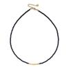 Stainless Steel Colorfast Light Luxury Necklace with Retro Black Glass Beads – Fashionable Clavicle Chain Choker