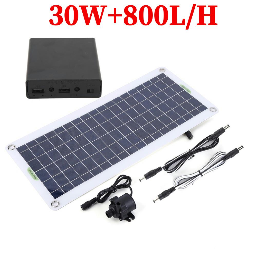 50W 800L/H DC 12V Low Noise Brushless Solar Water Pump Kit for Pool Black Outdoor Waterfall Fountain Garden Pool Pond Bird Bath