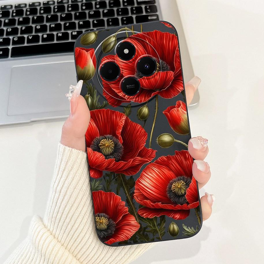 For Xiaomi Redmi 14C 4G Case Poco C75 Fashion Cherry Rose Flower Soft Silicone Cover On Redmi14C Bumper Redmi A4 A3 Pro 5G Funda
