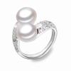 Double Pearl Rings Women Daughter Gift Bridal Black Pearl Ring
