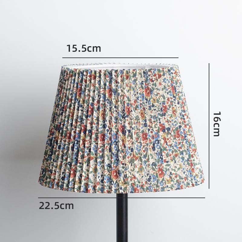 Retro Linen Fabric Floral Pattern Lampshades Pastoral Style Pleated Table Lampshade Bedroom Hotel Bedside Floor Lamp Cover