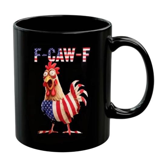 Funny Coffee Mug F-Caw-F Chicken Mug Ceramic 350ml Hot Cold Drinking Cup Dishwasher Safe Novelty Gift