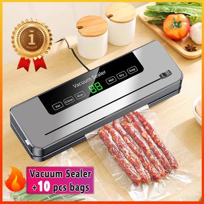 Electric Vacuum Sealer Food Storage Seal Touch Button Dry/Wet Built-in Cutter Kitchen Food Sealing Vacuum Packaging Machine