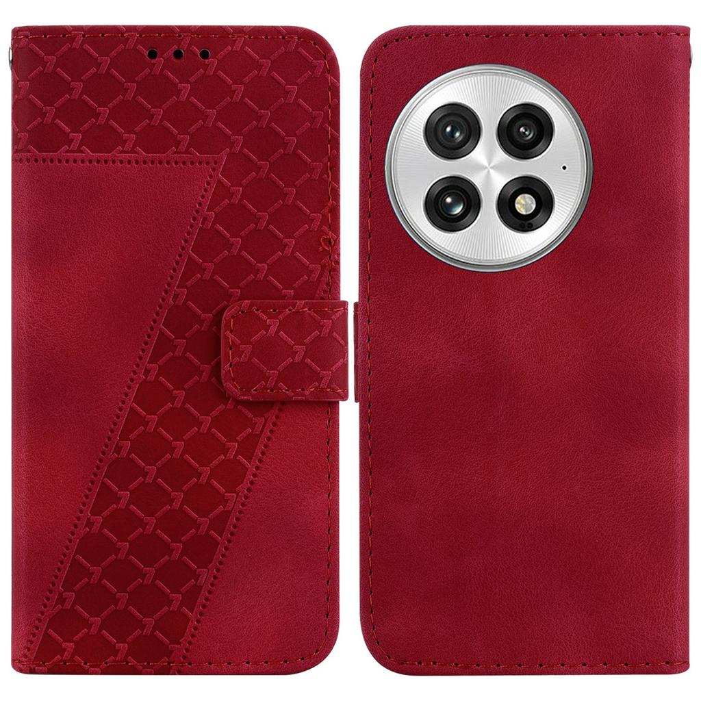 For OnePlus 13 Stand Case 7-Shaped Pattern Imprint Leather Phone Cover