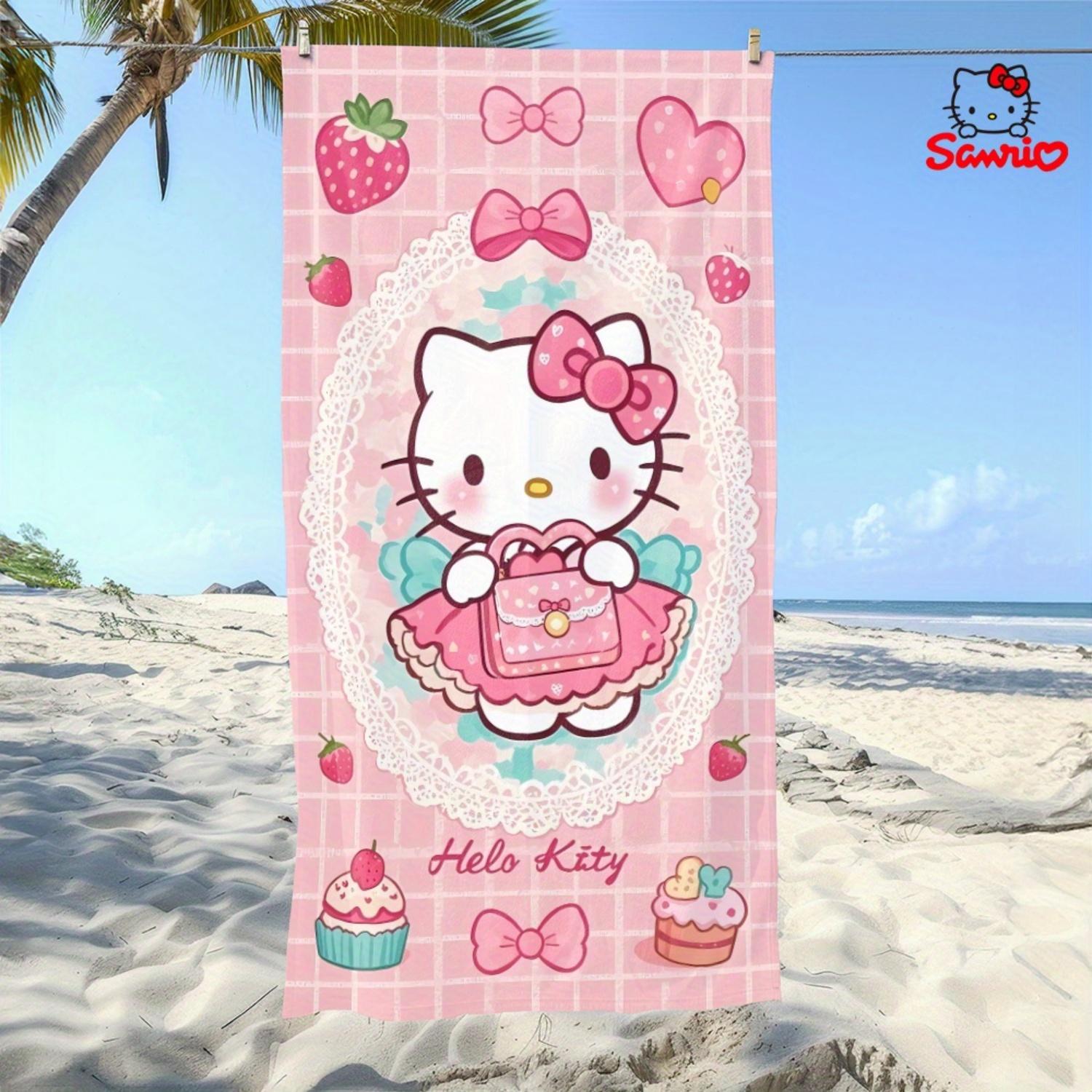 Adorable Hello Kitty Pink Beach Towel,Suitable for towels, bath towels, and beach towels.Soft and comfortable, quick-drying W40*H60(CM)