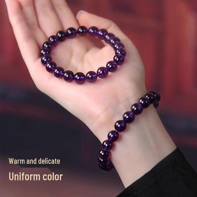 Natural Amethyst Bracelet with Deep Purple Translucent Beads - Women's Imitation Uruguay Crystal Bracelet