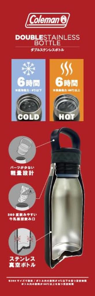 Coleman Double Stainless Steel Bottle 590 (Daydream) Vacuum Insulated Water Bottle with Lid, Wide Mouth, and Handle for Outdoor Activities, Perfect