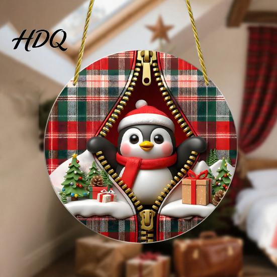Unique Holiday Souvenir Gifts Double-sided Acrylic Christmas Hanging Ornaments Xmas Cartoon Snowman/Penguin/Gingerbread Man/Santa Claus Indoor