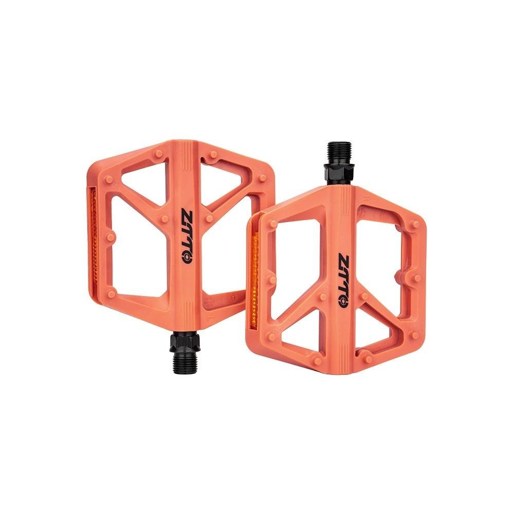 1 пара ZTTO МТБ Плоские Велосипедные Педали Двойная Втулка DU Нейлоновые Платформенные Велосипедные Педали Резьба 9/16 Противоскользящие Педали для Велосипеда оранжевый