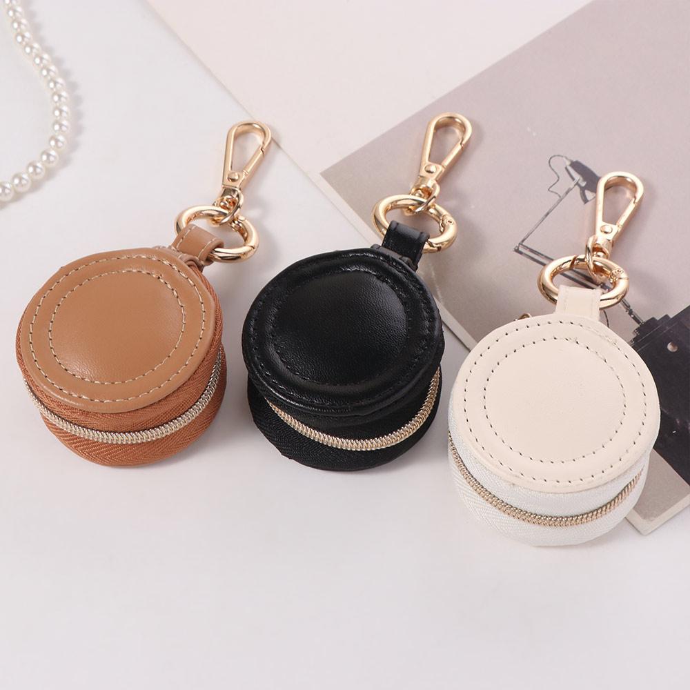 Round Portable Jewelry Storage Bag Necklace Ring Jewelry Box Storage Case With Keychain  Women