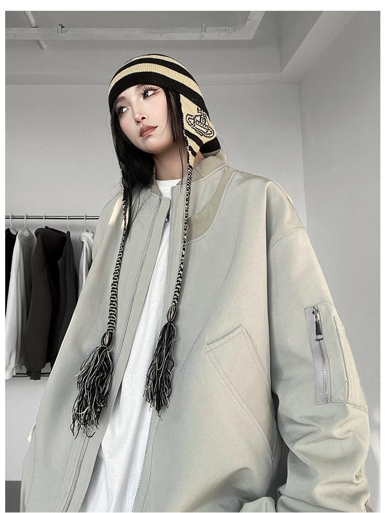 American High Street Bomber Baseball Jacket - 2024 Casual Autumn/Spring Trend