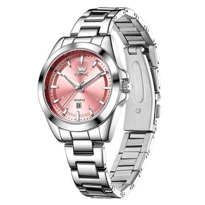 OPK Women's Quartz Watch with Stainless Steel Band, 30M Water Resistance, Classic Dial, Luminous Function, Business Watch, Popular, Stylish, Cute,
