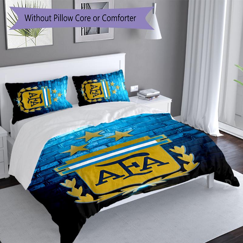 3pcs Argentina Football Duvet Cover Set, Includes 1 Duvet Cover and 2 Pillowcases,Skin-Friendly&Comfortable Fabric,Suitable Bedding Sets
