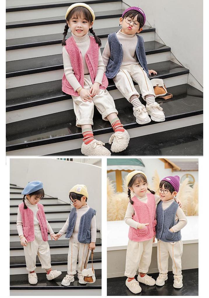Kids' Lambswool Fleece Vest for Boys & Girls - Warm, Double-Sided for Indoor/Outdoor, Autumn/Winter, Sizes Infant to Medium.