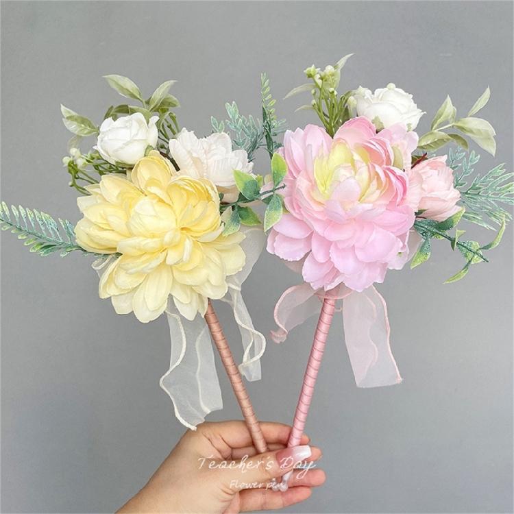 Artificial Flower Pen Simulated Bouquet Writing Appreciation Present For Teachers Birthdays Thanksgiving Graduation Day